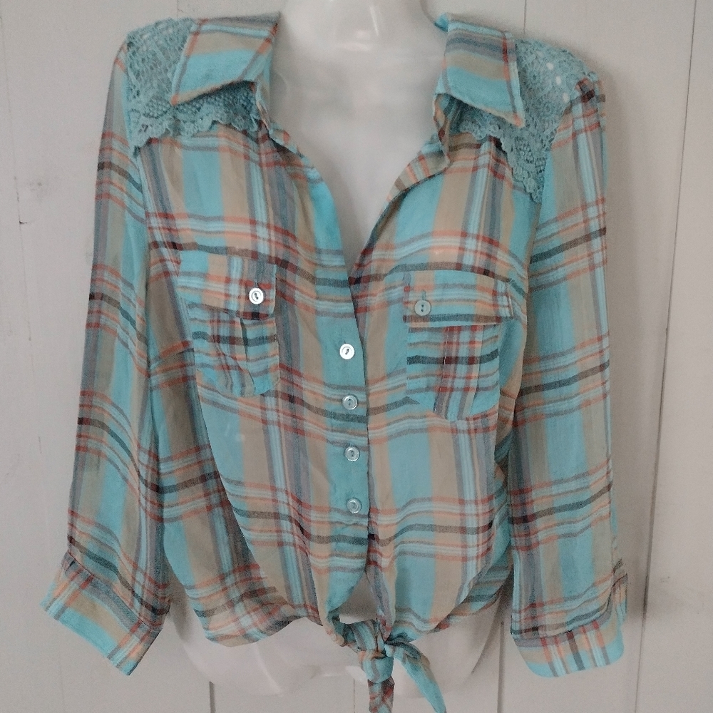 Nwt American Rag size large flannel tie top sz large